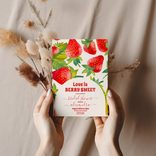 Berry Red Strawberry Möhippa Inbjudningar (Skapare uppladdad)