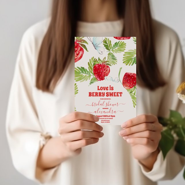 Berry Red Strawberry Möhippa Inbjudningar (Skapare uppladdad)
