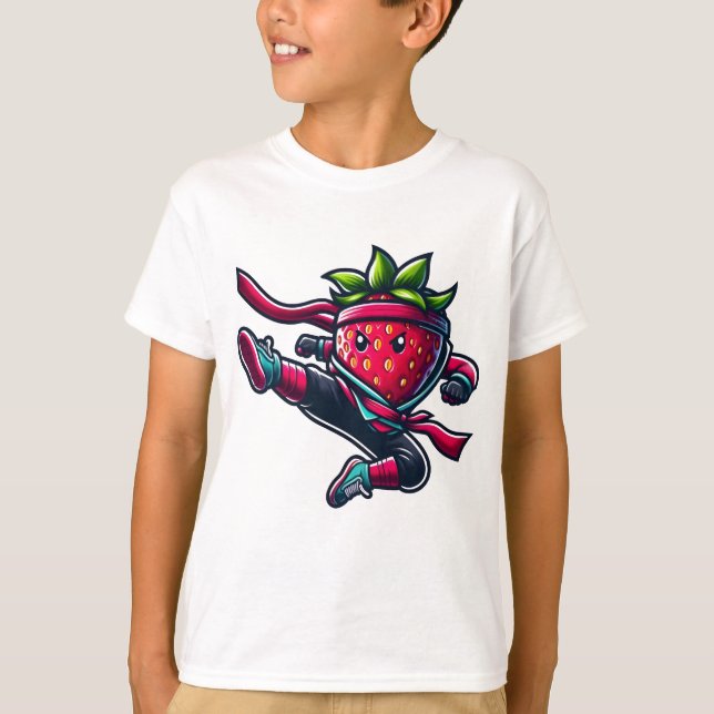 Berry Retro Ninja - 80 s Ninja Strawberry T Shirt (Framsida)