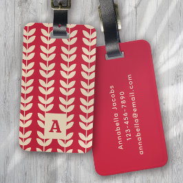 Berry Retro Vibe Löv Mönster Monogram Bagagebricka