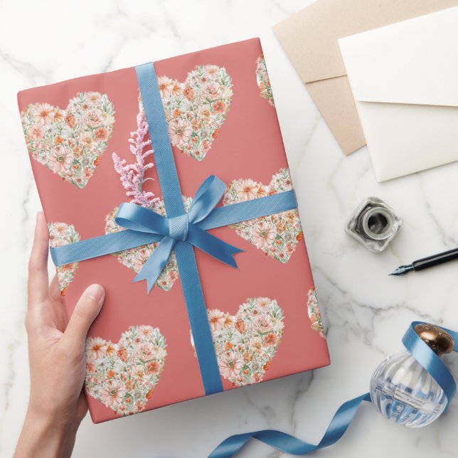 Berry Röd Blommig Hjärtan Födelsedag Presentpapper (Gifting)