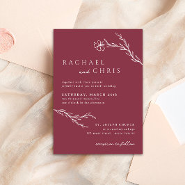 Berry Rosa Boho Modern Stenciled Blommigt Botanica Inbjudningar