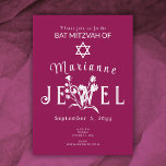 Berry Rosa Botanias Bat mitzvah Vild Flower Inbjudningar<br><div class="desc">Den bat mitzvah inbjudan till vildens bärgning med vacker vit typografi har vita blommor som du kan flytta och ändra storlek på med ditt brev. Botaniska teckningar kan bytas ut mot färg tillsammans med dina bokstäver. Byt lätt bakgrunden till färg på denna enkla och unika bat mitzvah inbjudan. Den här...</div>