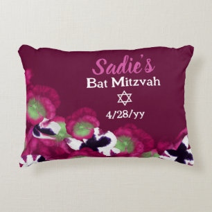Berry Rosa Violet Personlig Bat mitzvah Blommigt Prydnadskudde