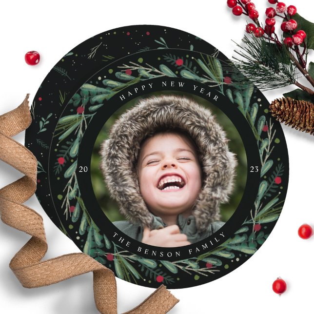 Berry Round Card för nästa års utandning av Löv Julkort (Skapare uppladdad)