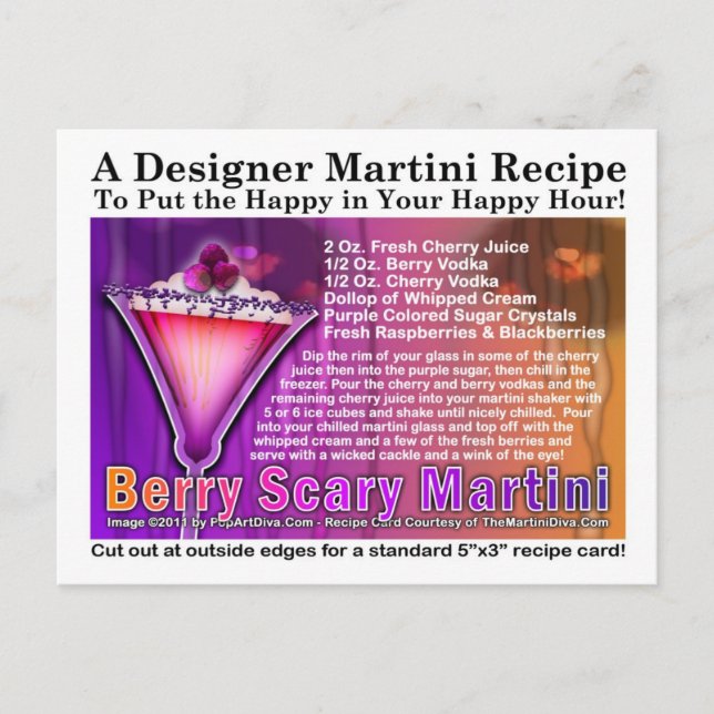 Berry Scary Halloween Martini Recept Postkort Vykort (Framsida)