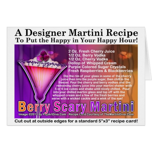 Berry Scary Halloween Martini Receptkort Hälsningskort (Framsidan Horizontal)