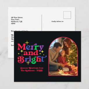 Berry Sorbet Merry och Bright Retro jul Helg Vykort