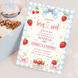Berry Söt Baby Shower Inbjudan Jordgubb