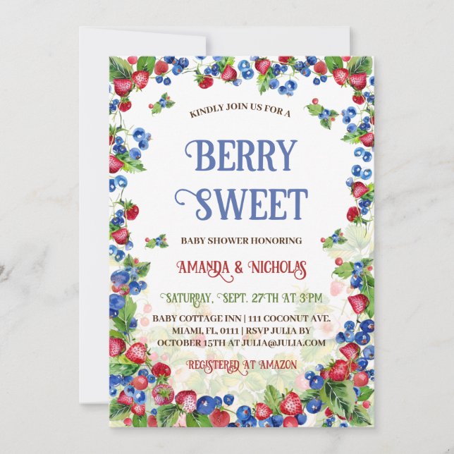 Berry Söt Bebis Shower  Inbjudningar (Framsida)