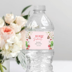 Berry Söt Jordgubbs Baby Shower Vattenflaskor Etikett