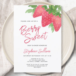 Berry Söt Strawberry Baby Shower Inbjudningar