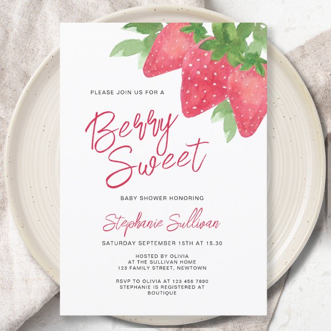 Berry Söt Strawberry Baby Shower Inbjudningar (Skapare uppladdad)