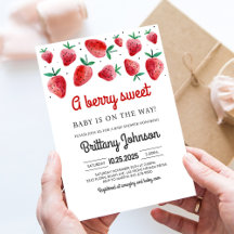 Berry Söt Strawberry Flicka Barnkalas Inbjudan