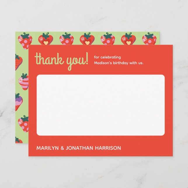 Berry Special Jordgubb Födelsedag - Kiwi Tack Kort (Fram/baksida)