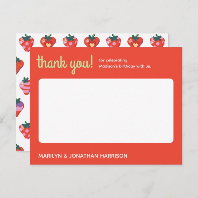 Berry Special Jordgubbsfödelsedag Tack Kort (Fram/baksida)