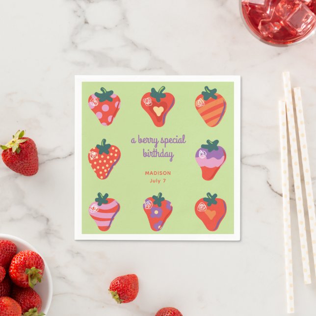 Berry Speciell Strawberry Birthday - Kiwi Pappersservett (Insitu)