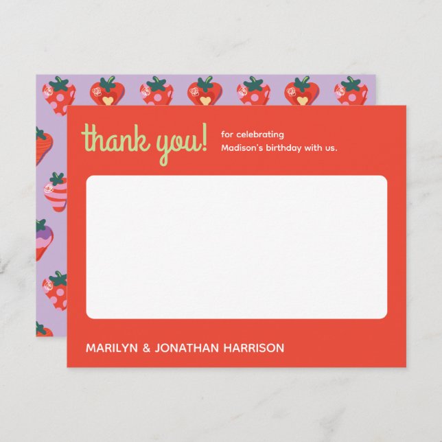 Berry Speciell Strawberry Birthday - Plum Tack Kort (Fram/baksida)