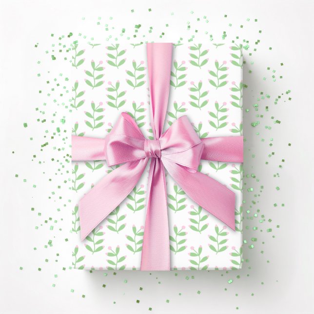 Berry Sprig in Pink and Green Presentpapper (Skapare uppladdad)