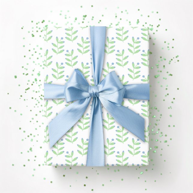 Berry Sprig in Slate and Green Presentpapper (Skapare uppladdad)