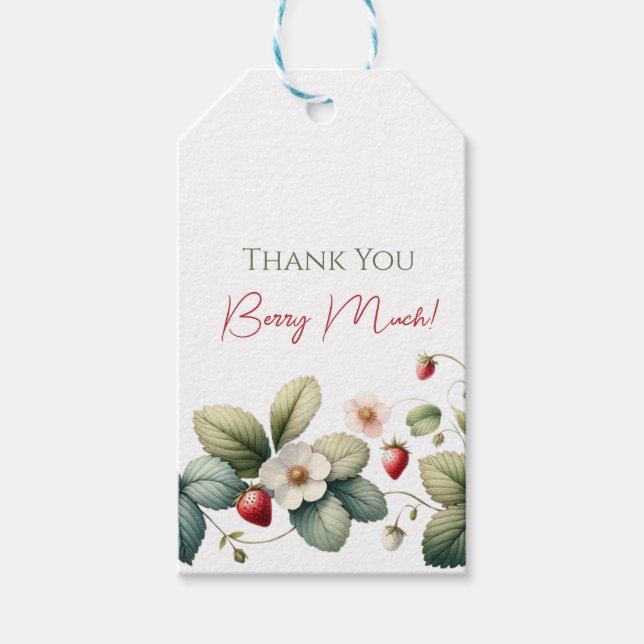 Berry Strawberry Birthday Tack Presentetikett (Framsidan)