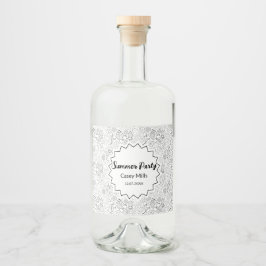 Berry Strawberry Cherry Black Hand drawn Modern. Spritflaskor Etikett