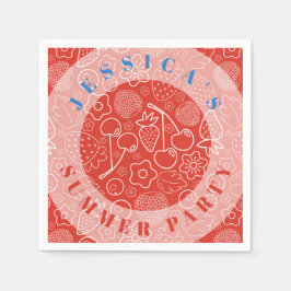 Berry Strawberry Cherry White Hand drawn Modern. Pappersservett