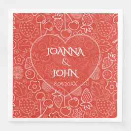 Berry Strawberry Cherry White Hand drawn Modern. Pappersservett