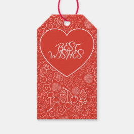 Berry Strawberry Cherry White Hand drawn Modern. Presentetikett