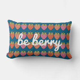 Berry Strawberry Mönster med Teal Background Lumbarkudde