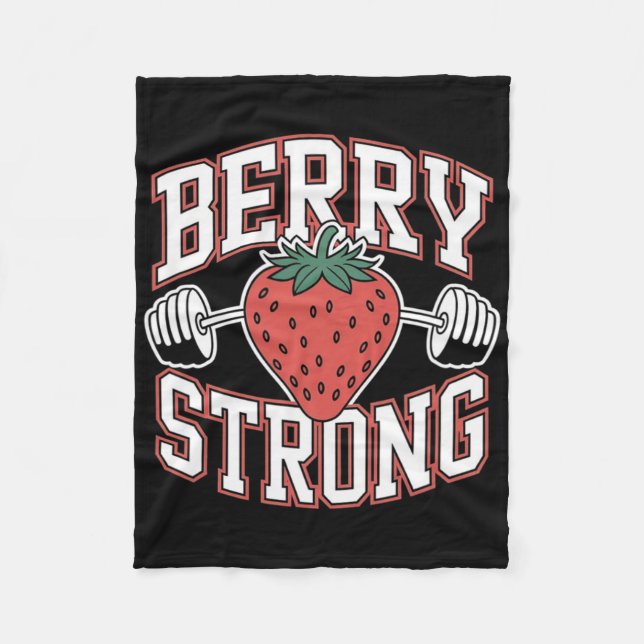 Berry Strong - Roligt Bodybuilding Tränings Pun  Fleecefilt (Framsidan)