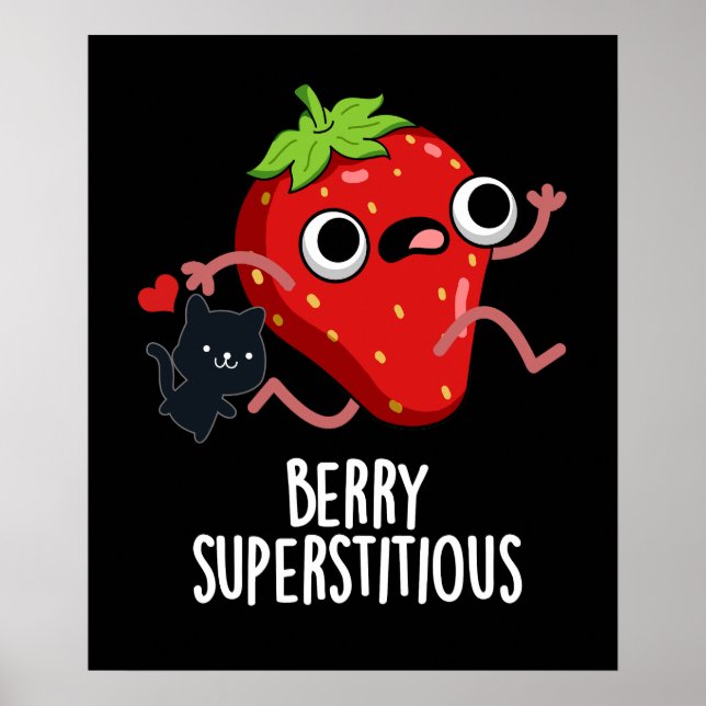Berry Superstiged Funny Fruit Pun Mörk BG Poster (Framsidan)