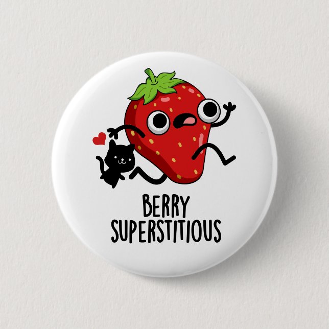 Berry Superstious Funny Fruit Pun Knapp (Framsida)