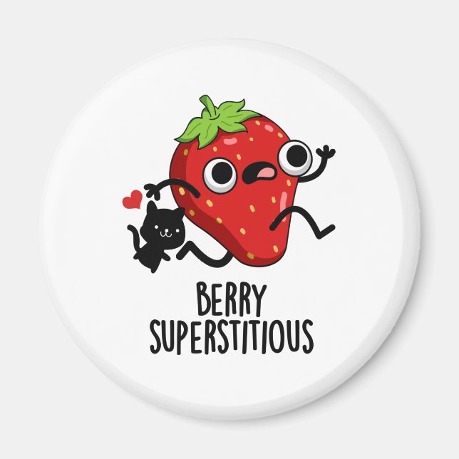 Berry Superstious Funny Fruit Pun Magnet (Framsidan)