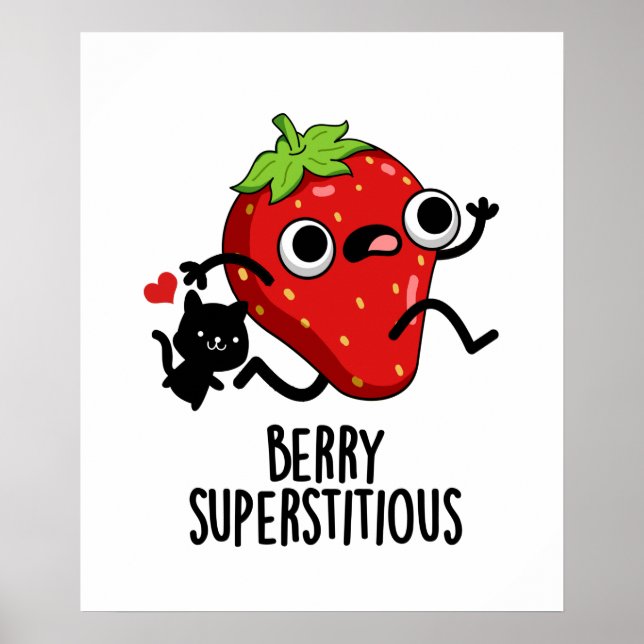 Berry Superstious Funny Fruit Pun Poster (Framsidan)