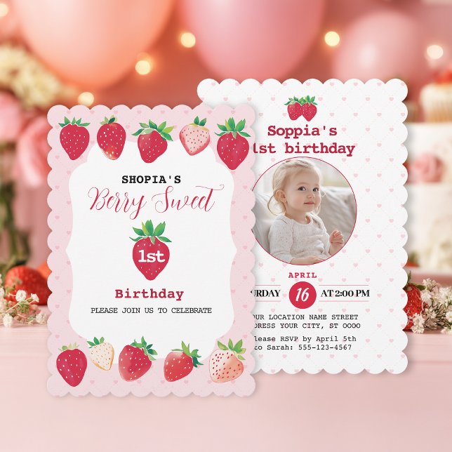Berry Sweet 1:a födelsedagsinbjudan Inbjudningar (Skapare uppladdad)