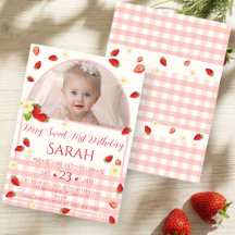Berry Sweet 1-års födelsedags fotoinbjudan