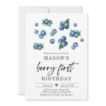 Berry Sweet 1st Birthday Boy Blueberry Inbjudan