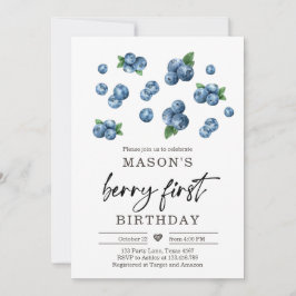Berry Sweet 1st Birthday Boy Blueberry Inbjudan