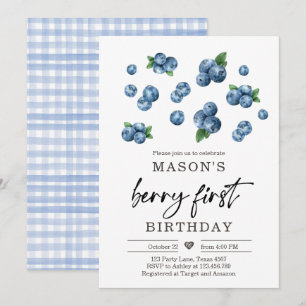 Berry Sweet 1st Birthday Boy Blueberry Inbjudan