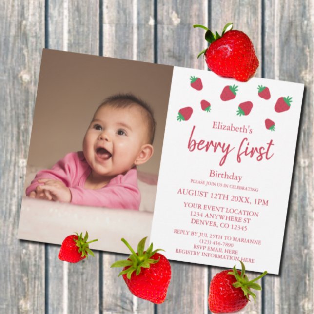 Berry Sweet 1st Birthday Inbjudningar (Skapare uppladdad)