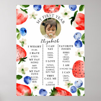 Berry Sweet 1ST BIRTHDAY MILESTONE Poster