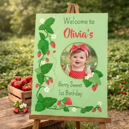 Berry Sweet 1st Birthday Strawberry Poster