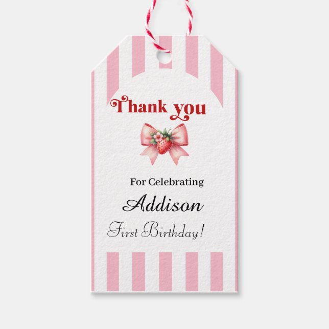 Berry-Sweet 1st Birthday Tack Gift Märkre Presentetikett (Framsidan)