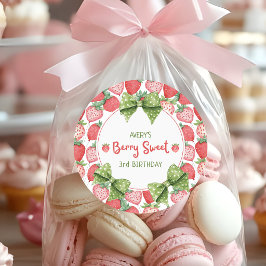 Berry Sweet 3-års födelsedag Jordgubbskalas Runt Klistermärke
