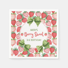Berry Sweet 3rd Birthday Strawberry Party  Pappersservett