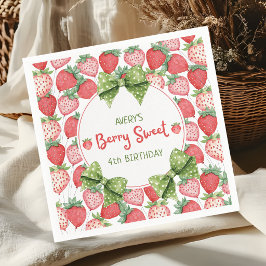 Berry Sweet 4-års födelsedags jordgubbsfest  Pappersservett