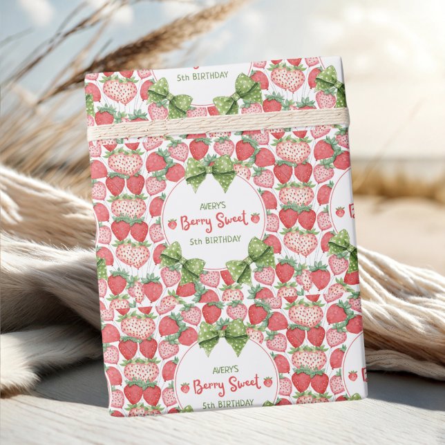 Berry Sweet 5-års födelsedags jordgubb kalas  Presentpapper (Skapare uppladdad)