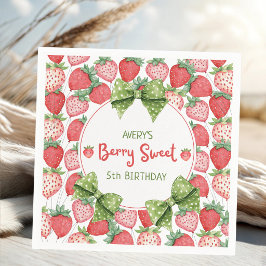 Berry Sweet 5-års födelsedags jordgubbsfest  Pappersservett