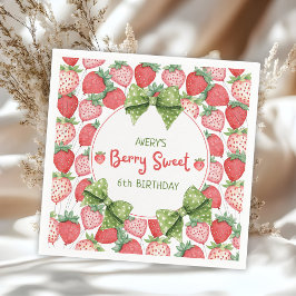 Berry Sweet 6-års födelsedags jordgubbsfest  Pappersservett